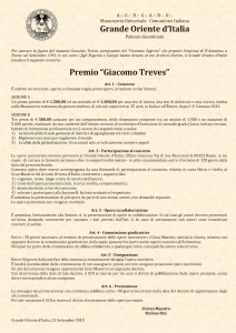 Bando del concorso del Premio 'Giacomo Treves' 2015