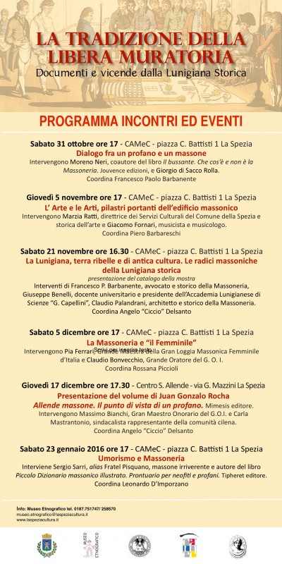 Libera Muratoria e Lunigiana Storica, programma eventi