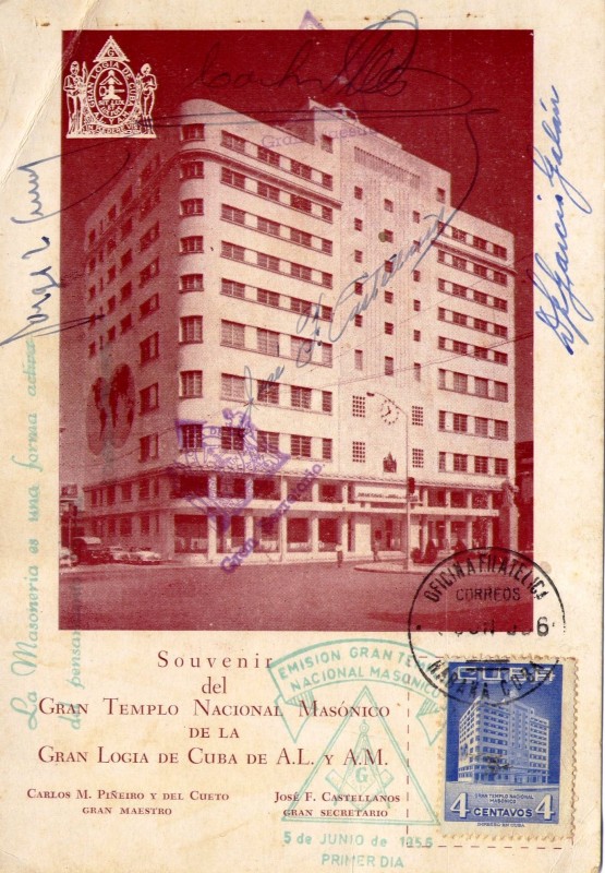 Cartolina sede massonica di Cuba