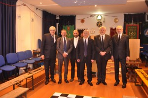 Il Gran Maestro con i cinque venerabili delle logge della Valle della Dora Baltea.