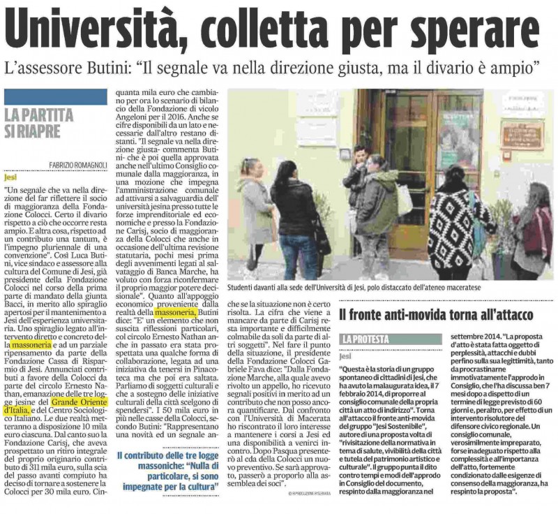 Corriere Adriatico del 27 marzo 2016