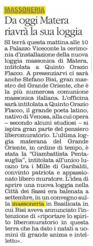 Annuncio il 5 marzo del Quotidiano del Sud, edizione Basilicata 