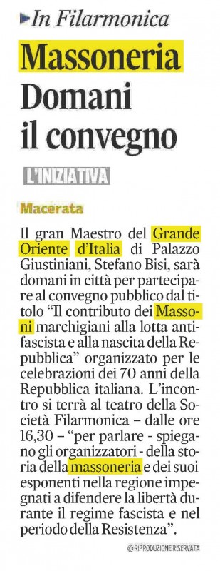 L'articolo sul Corriere Adriatico, Macerata del 14 maggio 2016