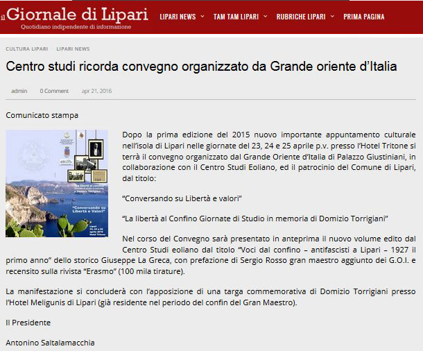 Il Giornale di Lipari 21.04.2016