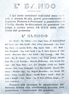 Bando contro i massoni di epoca fascista, affisso a Padova nel 1926