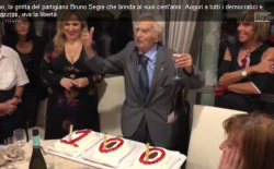 Torino, la grinta del partigiano Bruno Segre che brinda ai suoi cent’anni: “Auguri a tutti i democratici e antirazzisti, viva la libertà” | RepTV