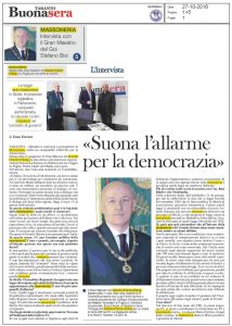 Intervista al Gran Maestro Stefano Bisi. "Suona l'allarme per la democrazia" | Taranto Buonasera