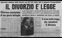 50 anni fa il divorzio diventa legge. Nel 1878 a proporne per primo in Parlamento l’introduzione fu il massone Salvatore Morelli