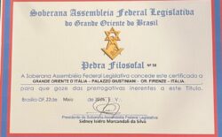 Delegazione del Grande Oriente del Brasile ospite della loggia Antonio Meucci di Firenze. Conferita al Goi la medaglia della Pietra Filosofale, massima onorificenza della Comunione latino-americana