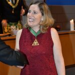 Rossellina Foà, figlia di Arnoldo, massone del Grande Oriente d'Italia, con le insegne dell'onorificenza Giordano Bruno, classe oro, conferita a suo padre