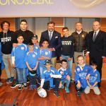 Incontro Liberi di Fare. Foto di gruppo con Andrea Lo Cicero dei giovanissimi rugbisti di Rimini e di Misano Gran Loggia 2018 Liberi di Conoscere fotogallery